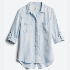 Liverpool Sandi Chambray Relaxed Button Down Top
